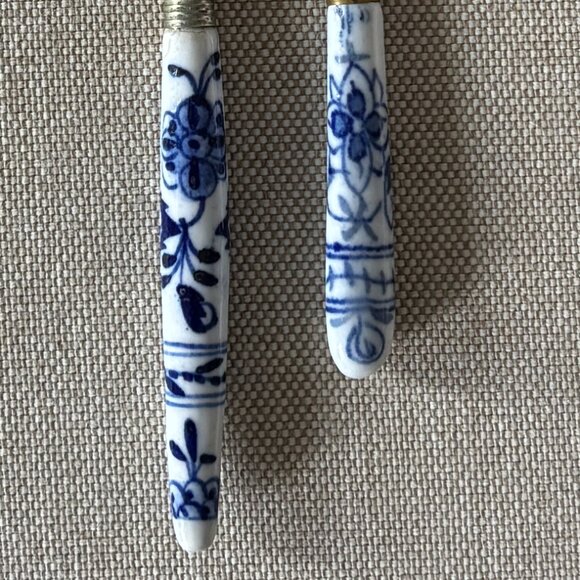 Vintage Bronze Bohemian Fruit Knife plus German Serving Fork Porcelain Handles - Picture 8 of 10